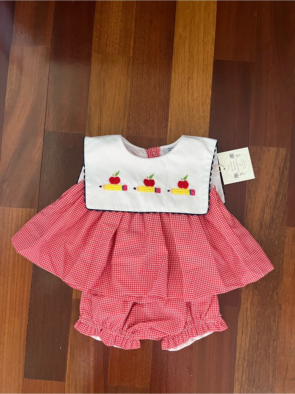 Classic Red Gingham Girls' Matching back to school diaper set brand new!
